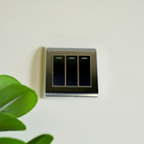 Screwless 3 Gang 2 Way Light Switch Brushed Chrome - Wall Switch UK Standard