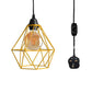 Plug In Pendant With Dimmer Switch 4m Fabric Cable Diamond Cage Light