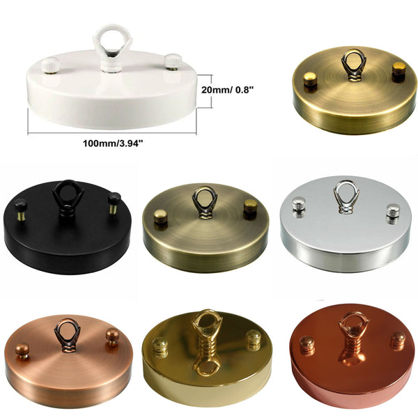 100mm Metal 1 Outlet Ceiling Rose with Hook (Pack 1 /Pack 2)