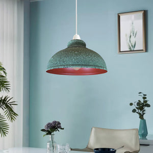 Vintage Retro Pendant Curvy Shade Army Cama , Green Cama, Clay colors Metal Lampshade