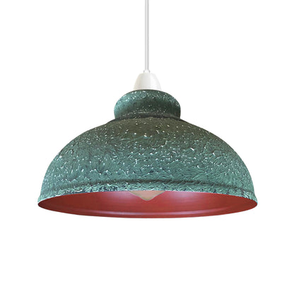 Vintage Retro Pendant Curvy Shade Army Cama , Green Cama, Clay colors Metal Lampshade