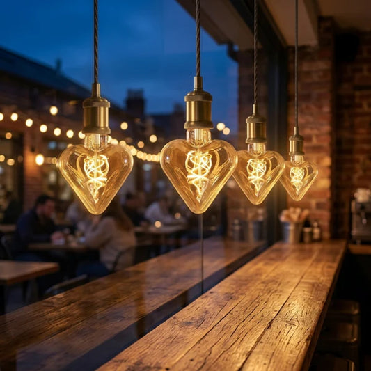 Vintage Heart LED Filament Bulb - E27 Warm Amber Glow 4W