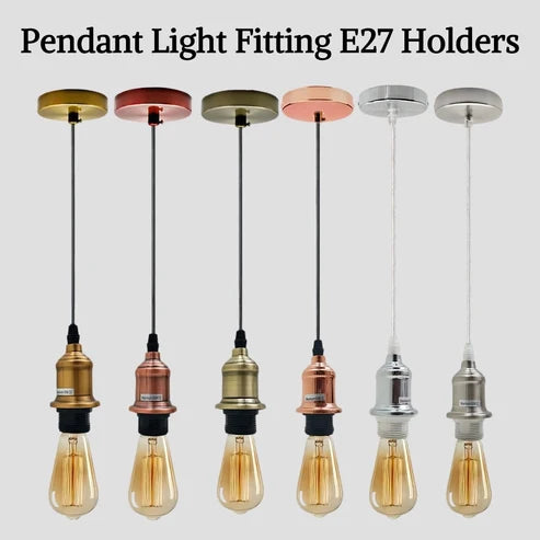 E27 Ceiling Rose | Vintage Industrial Pendant Lamp Holder | Complete Fitting | UK