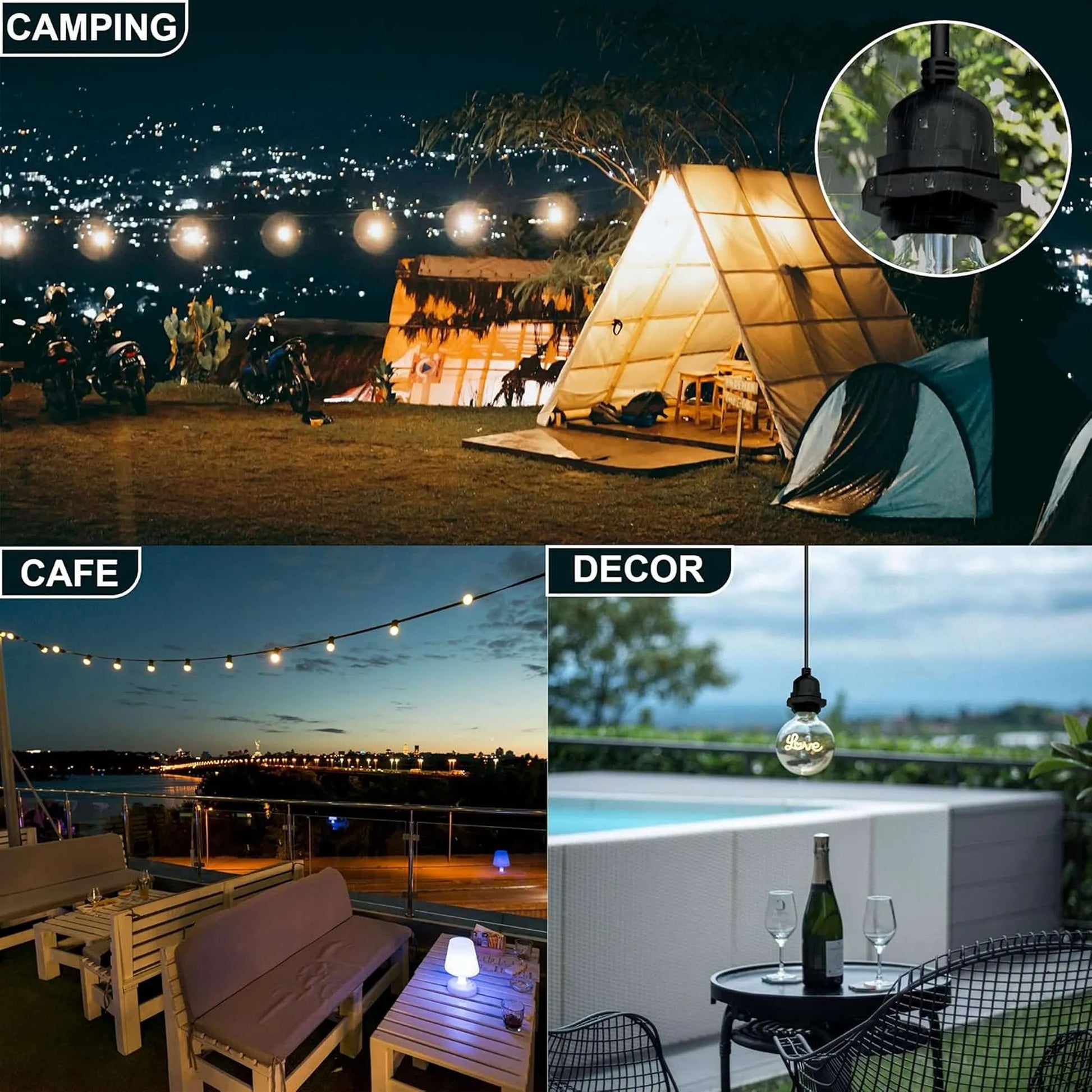 e27 waterproof bulb holder
2m cable pendant light