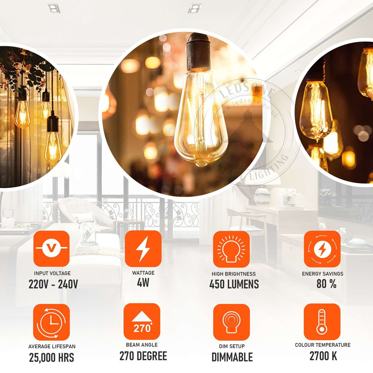 exposed filament light bulb