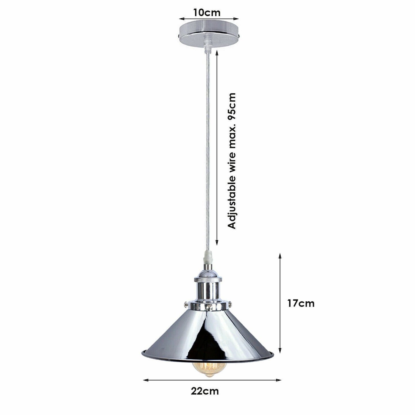 Vintage Metal E27 Chrome Pendant Light Shade