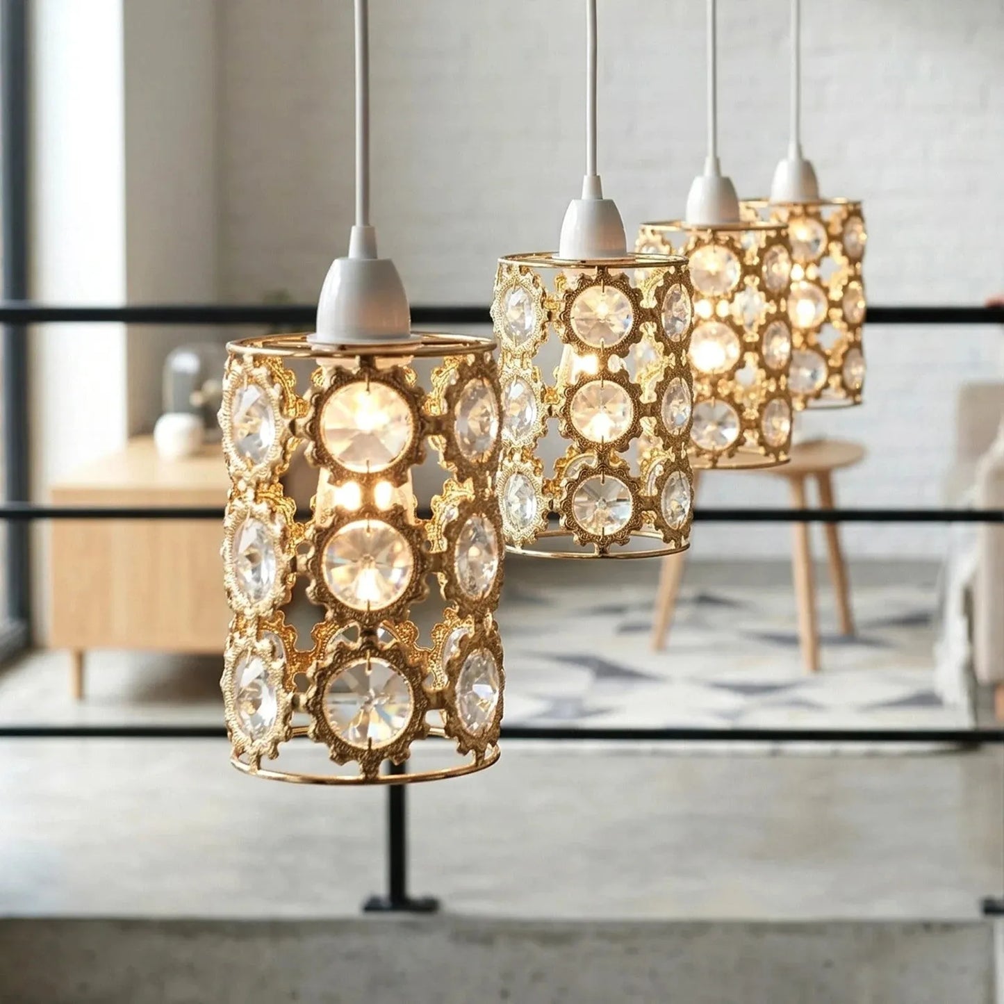 industrial crystal-effect metal lampshade