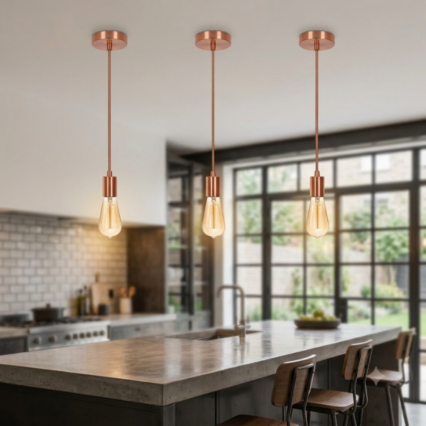 Suspended Ceiling Rose Braided Fabric Flex Rose Gold Pendant Lamp Holder Light Fitting Lighting~1252