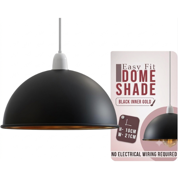 210mm Dome Metal Ceiling Lampshade – Retro Easy Fit E27