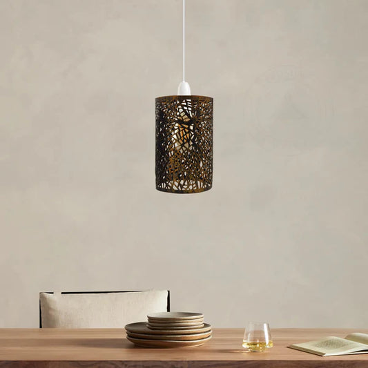Decorative Metal Shade on Hanging Light Fixture