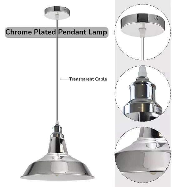 Vintage Metal E27 Chrome Pendant Light Shade