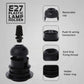 Edison E27 Black Lamp Pendant Bulb Holder with Shade Ring & Cord Grip