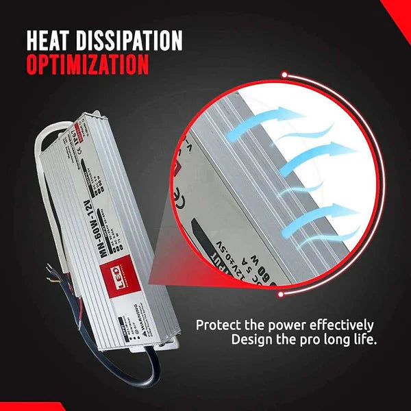 LED Driver Slim DC 12V waterproof IP67 60w to 200w Power Supply Led Adapter ~1432