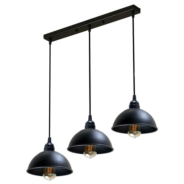 Vintage Industrial Metal Pendant Light - 3 Way Retro Hanging Lamp