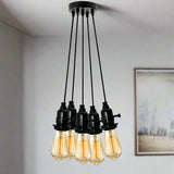 Multi Way Black Modern Ceiling Pendant Fitting LED Light Bulbs Lampshade UK~2257