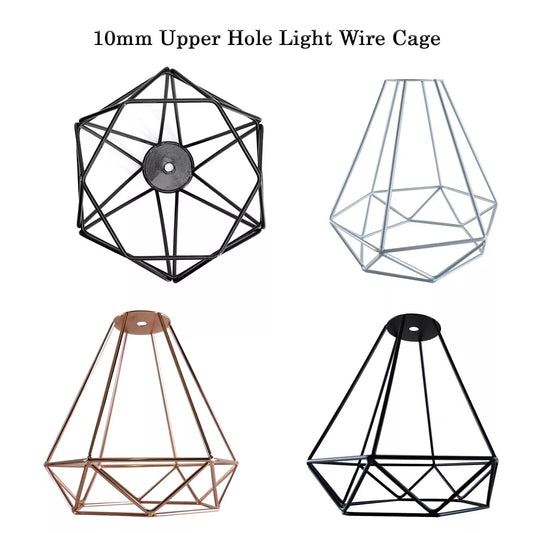 Industrial Light Bulb Wire Cage Metal Diamond Easy Fit Lampshade