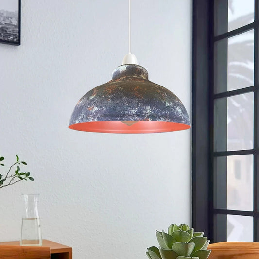 Vintage Retro Pendant Curvy Shade Army Cama , Green Cama, Clay colors Metal Lampshade