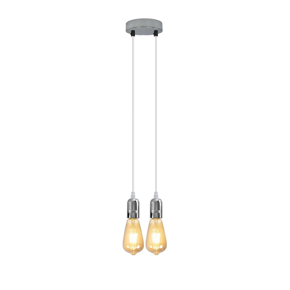 Vintage E27 Metal 2 Head Holder Ceiling Pendant Light with Adjustable Cable