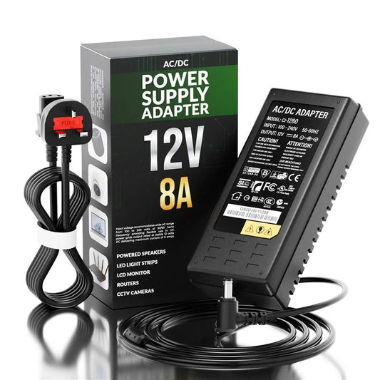 12V 8A 96W DC Power Supply Adapter – AC to DC for LED Strips