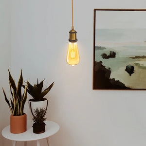 1m Brass E27 Pendant Light – Vintage Hanging Ceiling Light ~1698