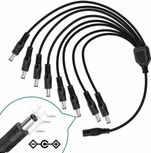 DC power supply splitter  8 way  Female to Male cable for CCTV security cameras