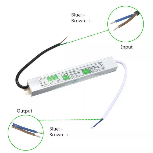 Waterproof LED Transformer Power Supply - IP67 Rated, 12V 10W - 250W