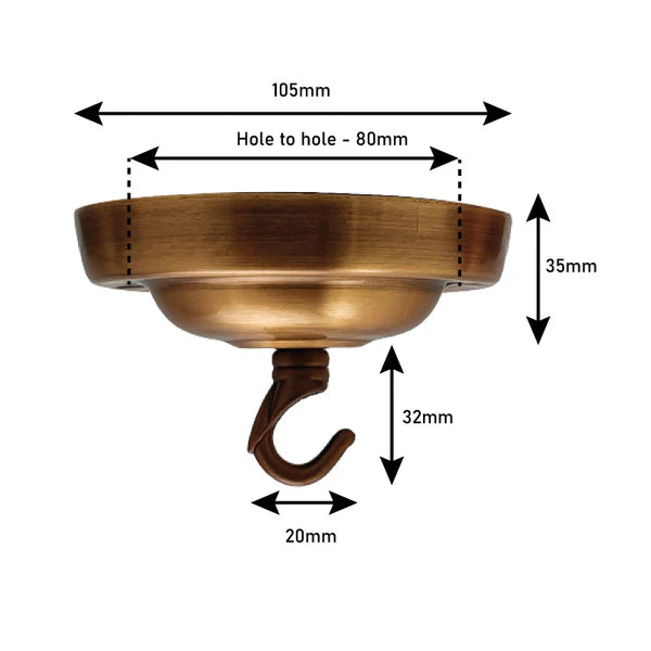 Premium Ceiling Rose Hook Plate for Light Fittings - 105mm Dia