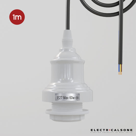 Metal E27 Pendant Light Holder with 1M PVC Hanging Cable for Decor