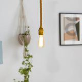 Vintage Ceiling Pendant Light Yellow Colour Hemp Rope Hanging Lamp lights ~3797