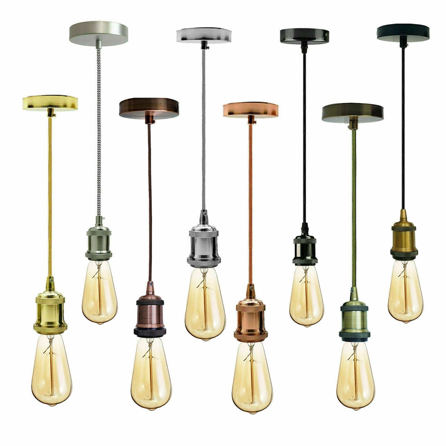 Retro Industrial Vintage Pendant Ceiling Rose Fitting E27 Lamp Bulb Holder For Bar, Bedroom, Conservatory, Dining Room~1282 - electricalsone UK Ltd