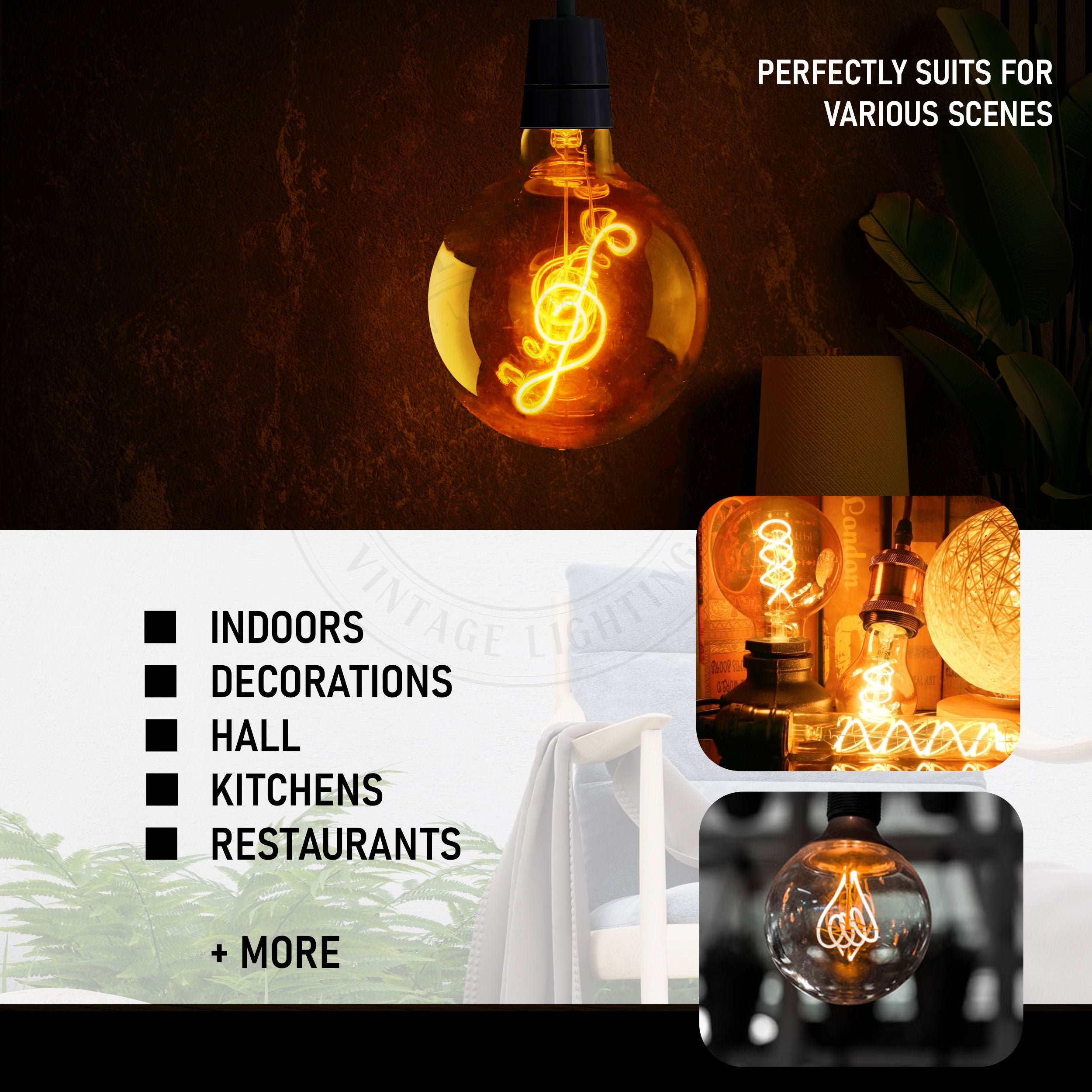 Vintage style amber glass light outlet bulb