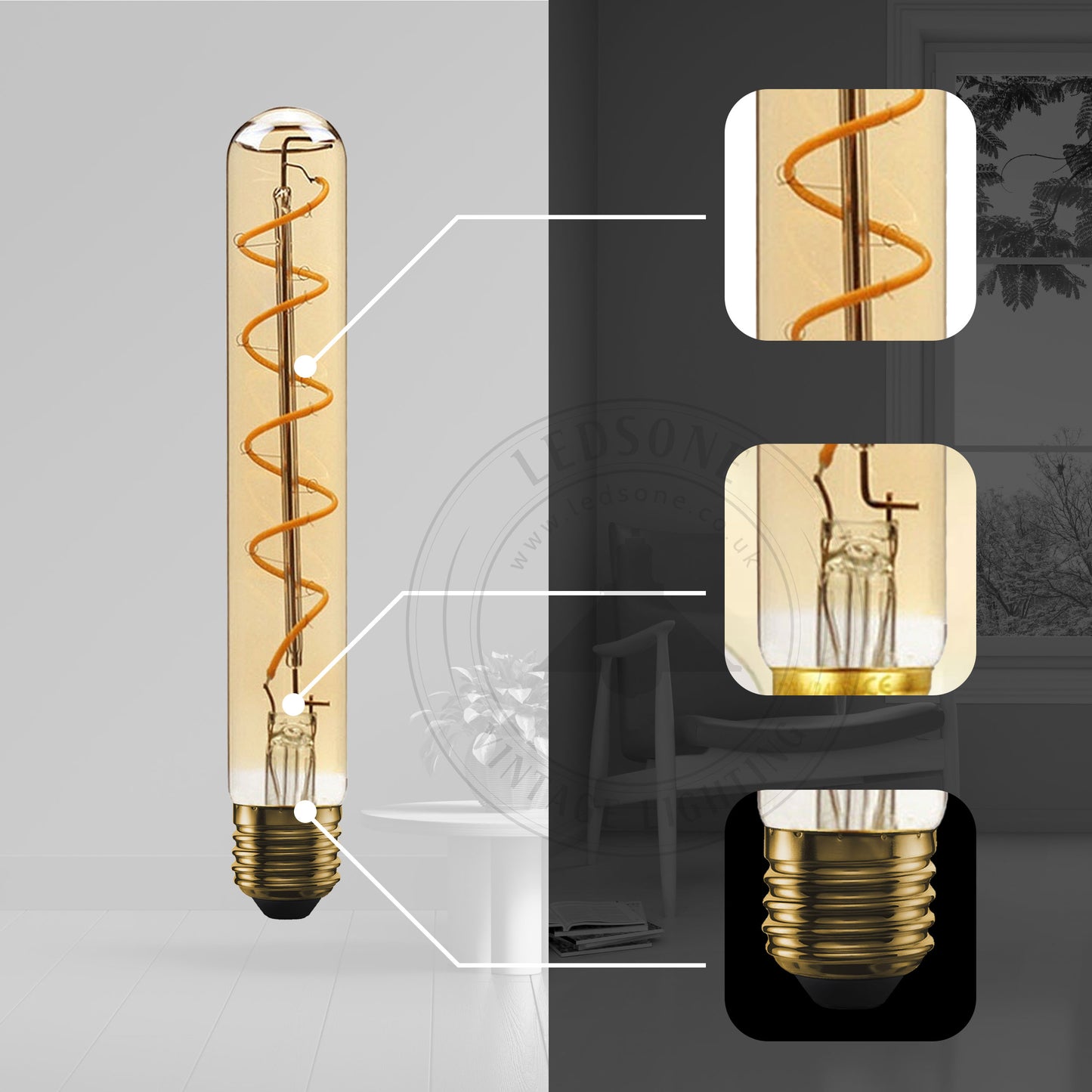 Vintage Retro style E27 Edison Screw Amber Glass light Bulbs , Warm White Colour Indoor decorative Lamp