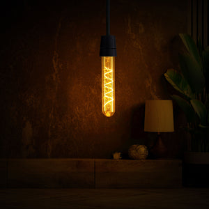 E27 T185 Tubular Vintage Filament Bulb 4W – Amber Glass 2700K Warm White Dimmable