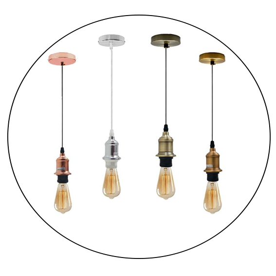 New E27 Ceiling Rose Light Fitting Vintage Industrial Pendant Lamp Bulb Holder
