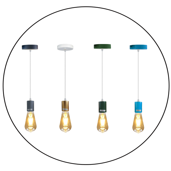 E27 Ceiling Light Fitting Industrial Multi color Pendant Lamp Bulb Holder