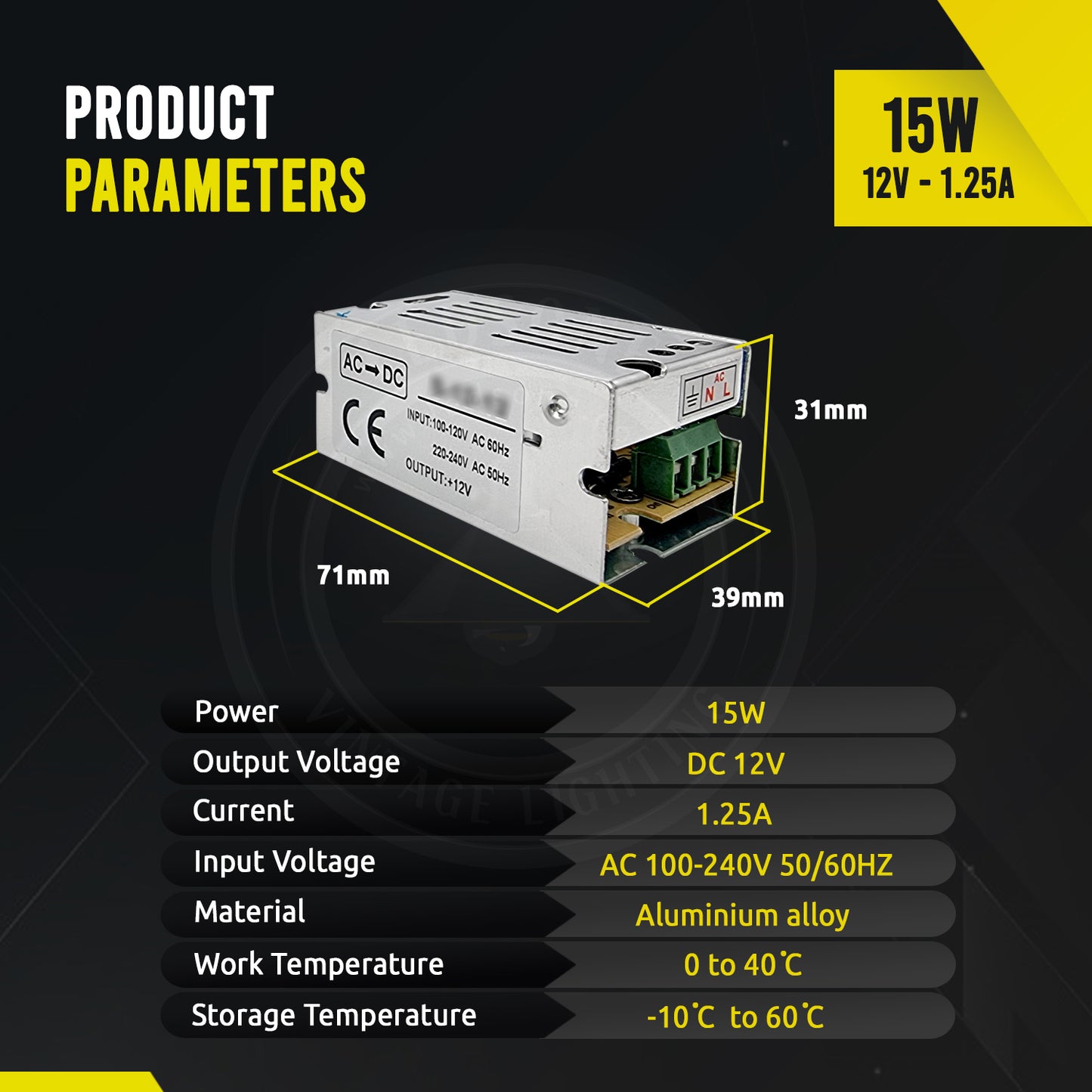 DC12V IP20 Indoor LED Driver Power Supply Transformer