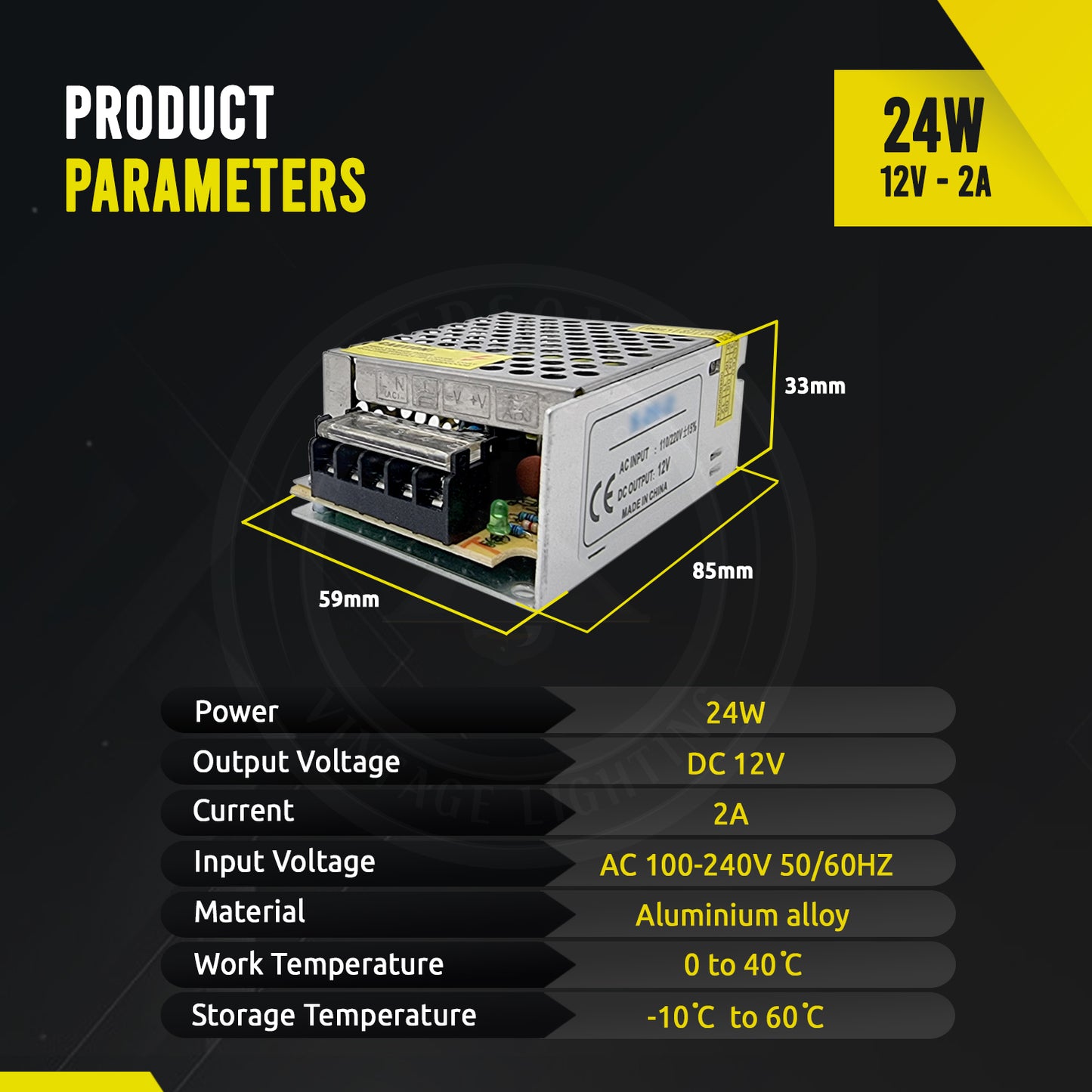 DC12V IP20 Indoor LED Driver Power Supply Transformer