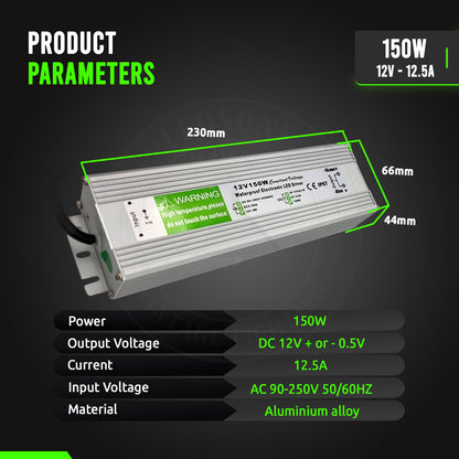 Waterproof LED Transformer | 12V | IP67 | DC 12V 5A 60W to DC 12V 10A 120W Double Outlet