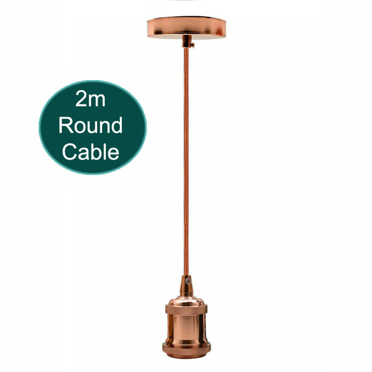 2m Round Cable E27 Base Rose Gold Holder~1722