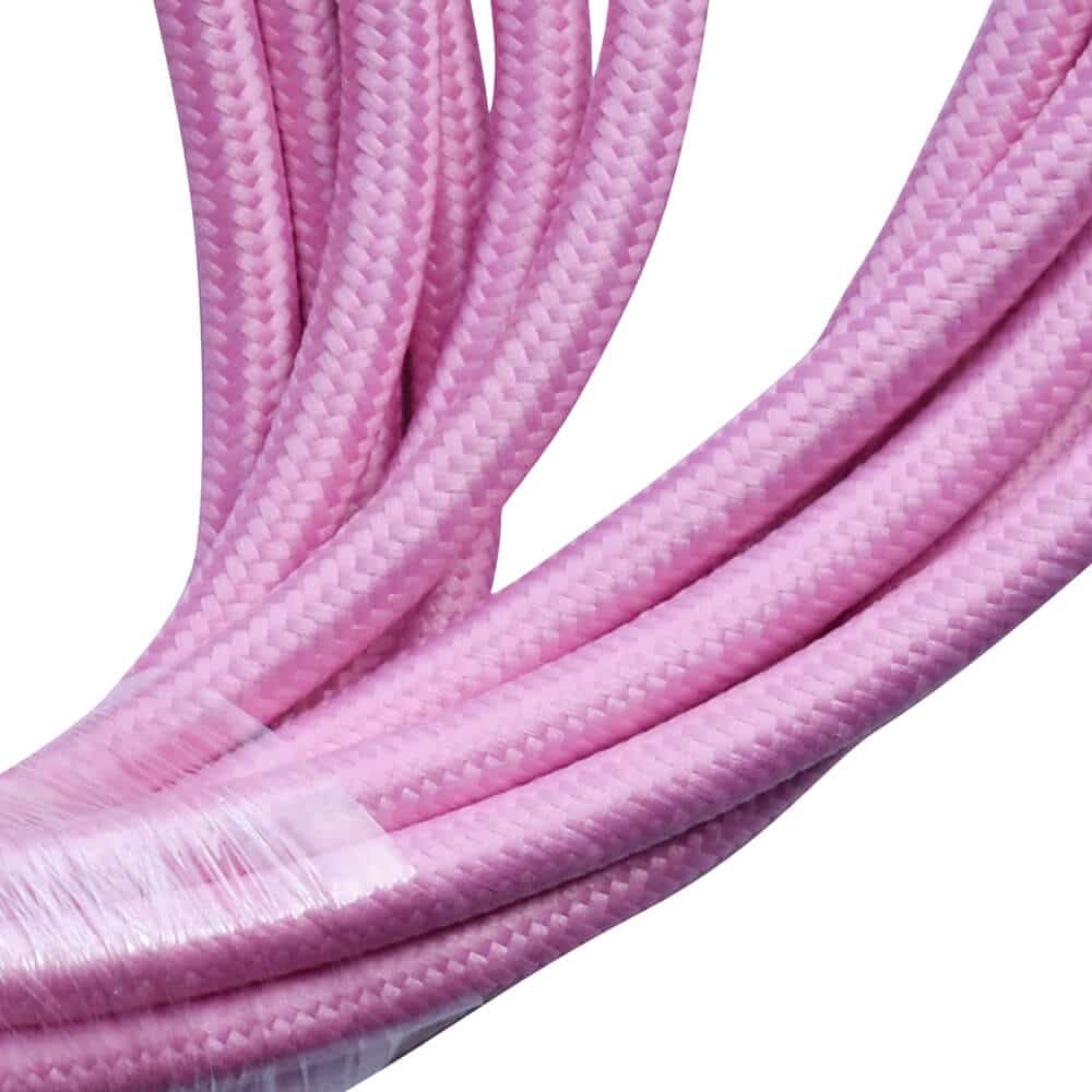 3 Core Lamp Wire Light Cord Fabric Cable Braided Flex Baby Pink