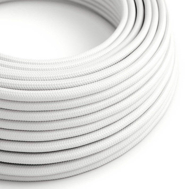 3 core Round Vintage Braided Fabric White Coloured Cable Flex 0.75mm