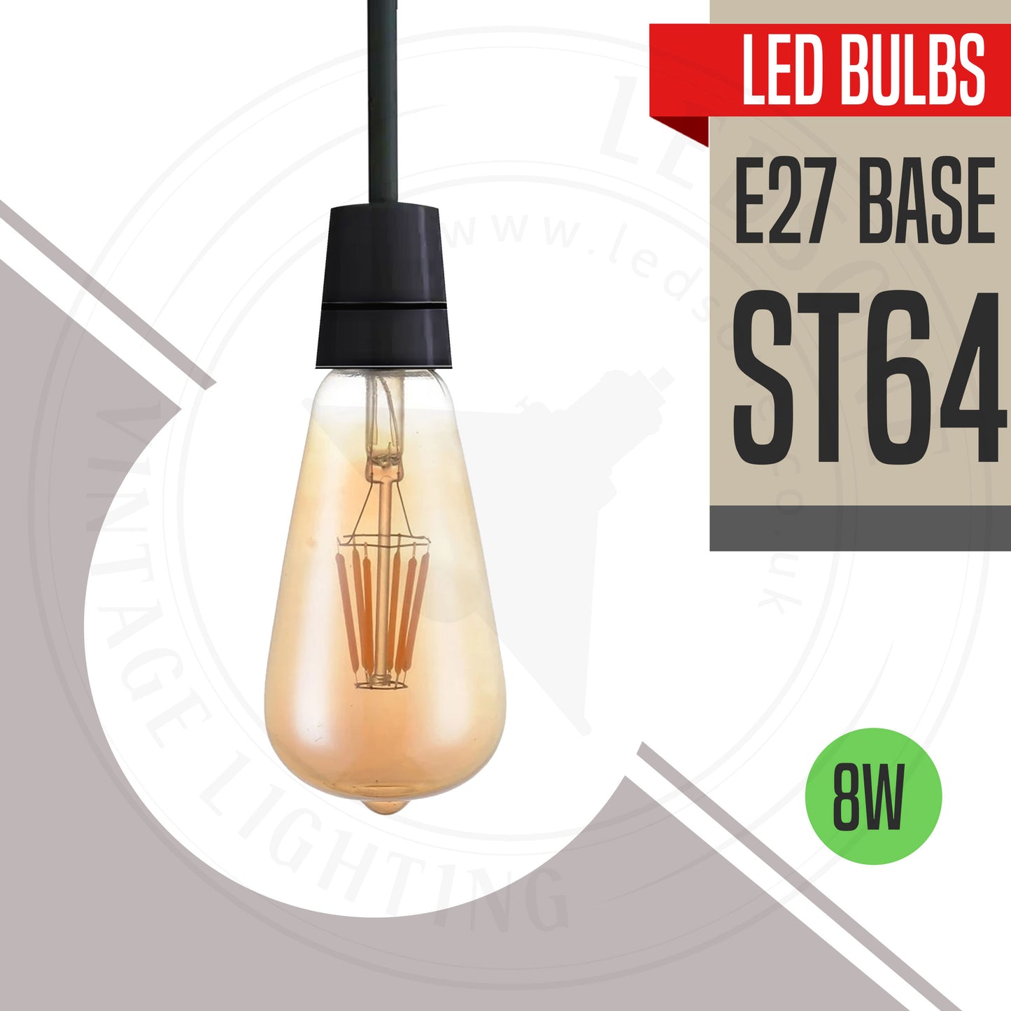 Industrial Dimmable ST64 E27 8W Vintage LED Light Filament Bulbs