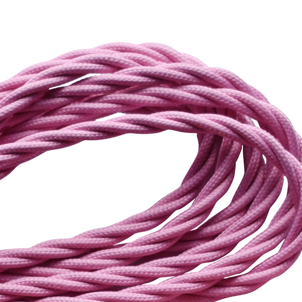 2 core Twisted Cable Braided Flex Lighting Cable Baby Pink