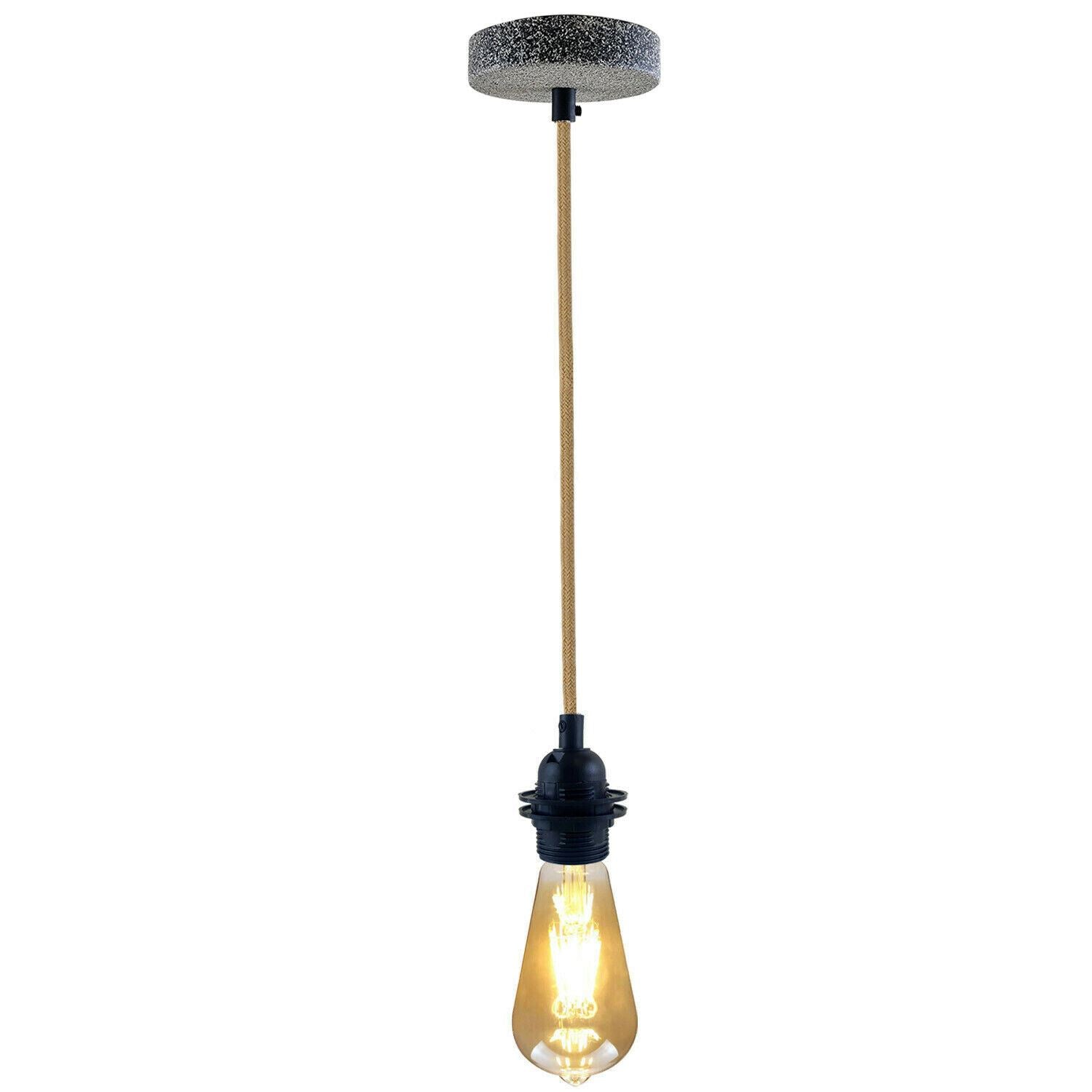 Industrial Vintage Retro Ceiling Rose Fabric Flex Hanging Pendant Lamp Holder~1245 - electricalsone UK Ltd
