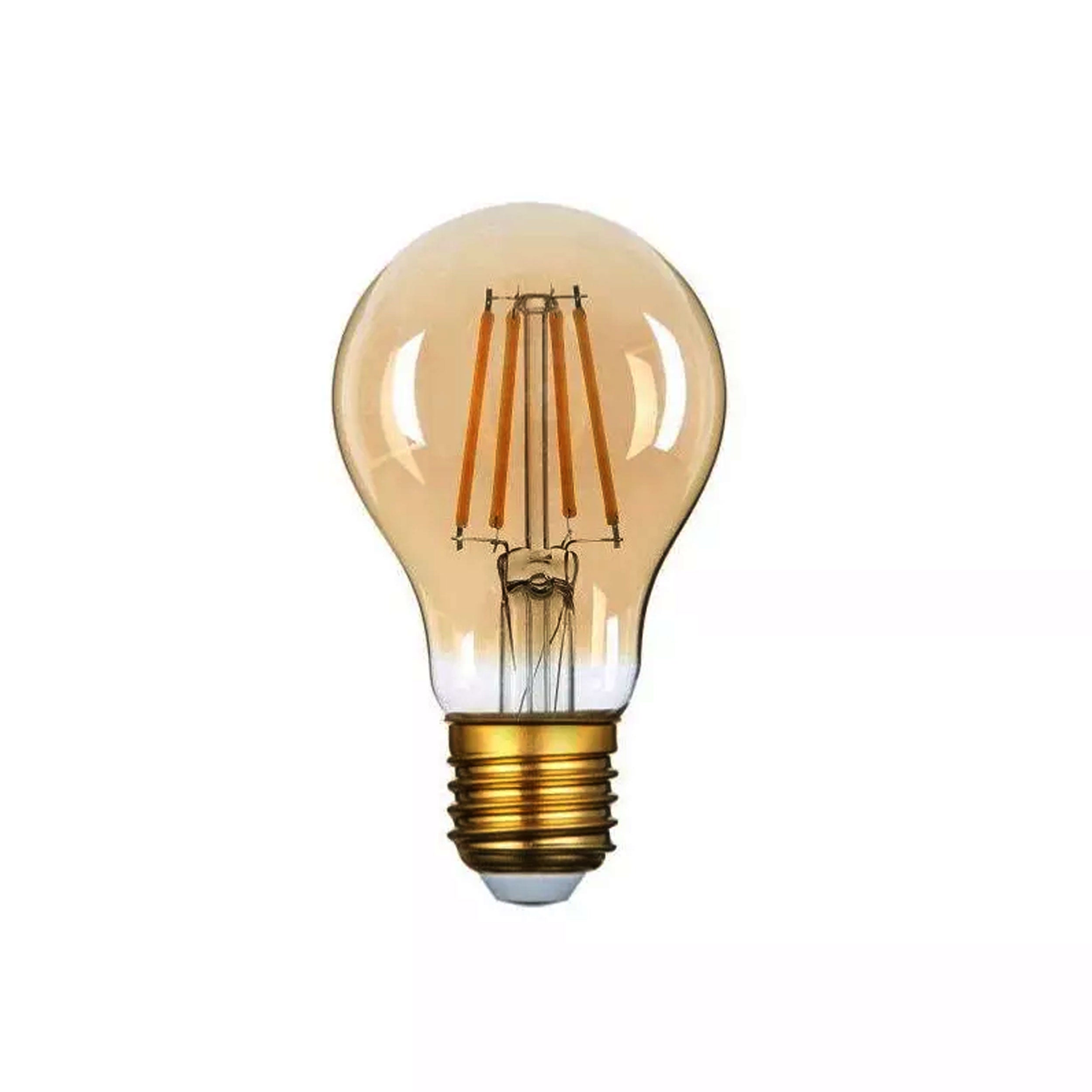 A60 E27 4W Edison Style LED filament light Bulb Retro Vintage Amber light bulb Warm white screw bulbs 2700K Light Bulbs Best for Home Decoration, Pendant Lamps, Chandeliers, Restaurant and Bar Lighting Amber Light