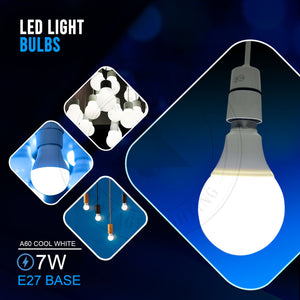 7W E27 Cool White  A60 Globe LED Light Bulb Energy Saving Lamp