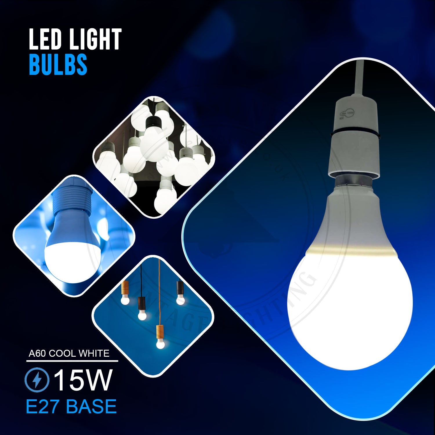 15W E27 Cool White  A60 Globe LED Light Bulb Energy Saving Lamp