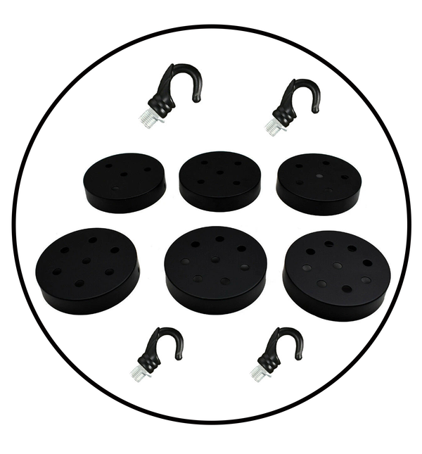 Black Ceiling Rose Hook Plate Light Fitting Chandelier