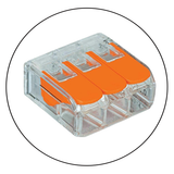 32A Spring Lever Push Fit Reusable Orange Color 3 Way Wire Connectors