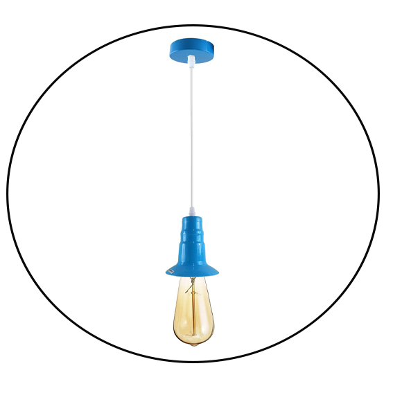 Light Blue Ceiling Light Fitting Industrial Pendant Lamp Bulb Holder~1681